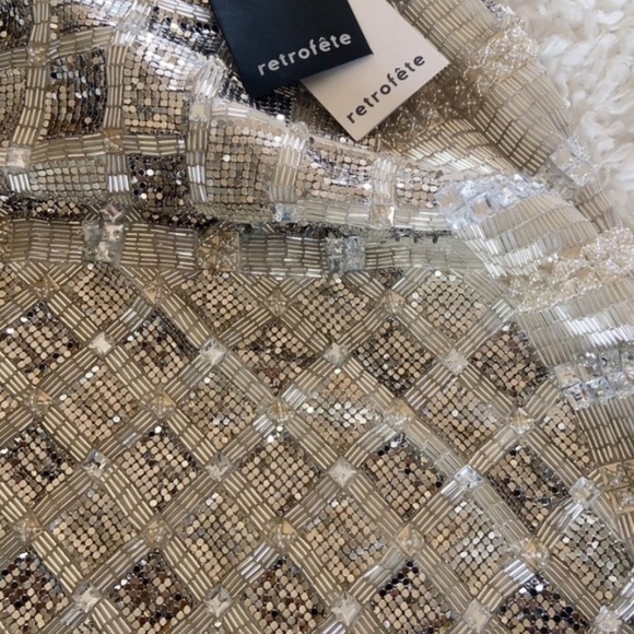 NWT $940 Retrofete Heather Sequin Mini Dress Silver and Gold Beaded​​ - Picture 9 of 14